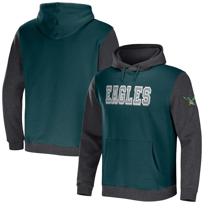 Men's Philadelphia Eagles x Darius Rucker Collection Midnight Green/Charcoal Colorblock Pullover Hoodie